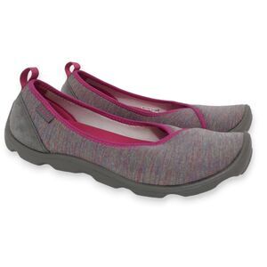Crocs Flats Women's 8 Busy Day Ballet Pink Grey Slip On Stretch Loafer Shoes
